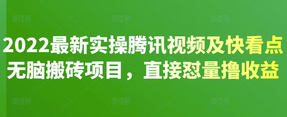 2022最新实操腾讯视频及快看点无脑搬砖项目，直接怼量撸收益￼-纵横项目网