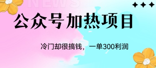 冷门公众号加热项目，一单利润300+-纵横项目网