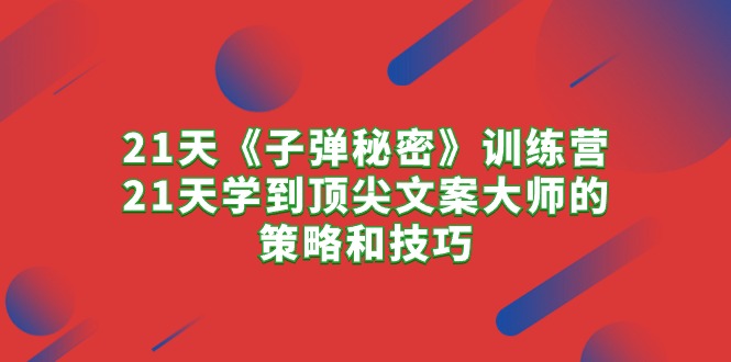 （10209期）21天《子弹秘密》训练营，21天学到顶尖文案大师的策略和技巧-纵横项目网