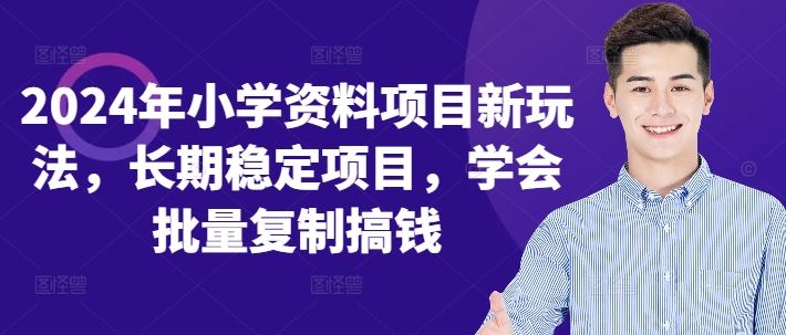 2024年小学资料项目新玩法，长期稳定项目，学会批量复制搞钱-纵横项目网