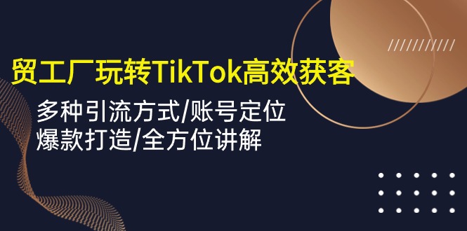 （10302期）外贸工厂玩转TikTok高效获客，多种引流方式/账号定位/爆款打造/全方位讲解-纵横项目网