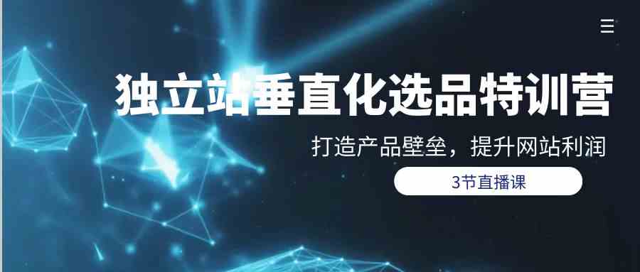 （9925期）独立站-垂直化选品训练营，打造产品壁垒，提升网站利润（3节直播课）-纵横项目网