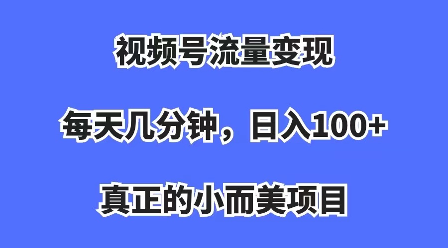 视频号流量变现，每天几分钟，收入100+，真正的小而美项目-纵横项目网