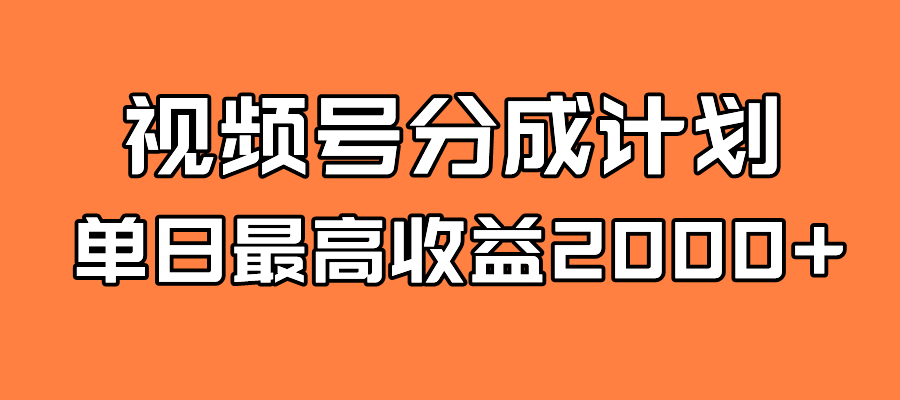 全新蓝海 视频号掘金计划 日入2000+-纵横项目网