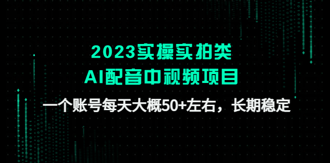 2023实操实拍类AI配音中视频项目，一个账号每天大概50+左右，长期稳定-纵横项目网