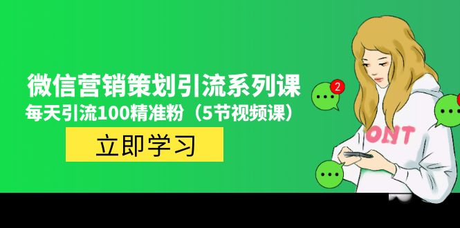 价值百万的微信营销策划引流系列课，每天引流100精准粉（5节视频课）-纵横项目网