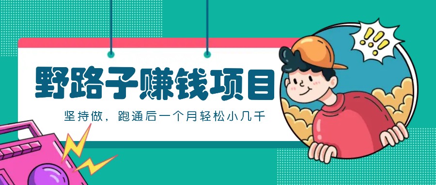 一个人就能操作的野路子赚钱项目，零成本零门槛坚持做，跑通后一个月小几千！-纵横项目网