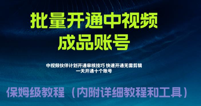外面收费1980暴力开通中视频计划教程，附 快速通过中视频伙伴计划的办法-纵横项目网