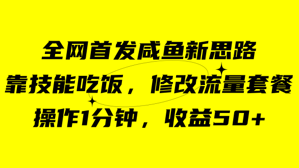 咸鱼冷门新玩法，靠“技能吃饭”，修改流量套餐，操作1分钟，收益50+-纵横项目网