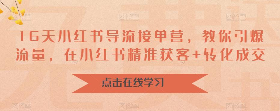 16天-小红书 导流接单营，教你引爆流量，在小红书精准获客+转化成交-纵横项目网