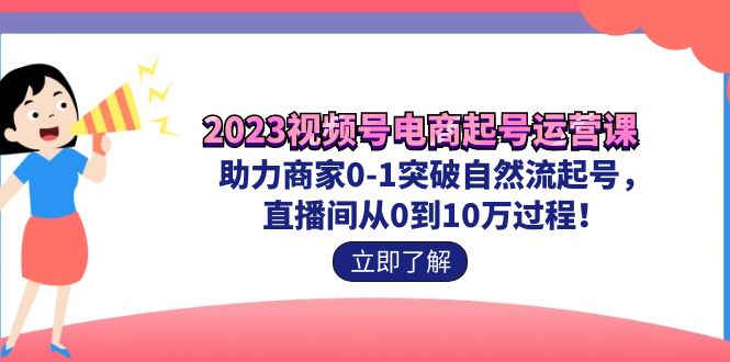 2023视频号-电商起号运营课 助力商家0-1突破自然流起号 直播间从0到10w过程-纵横项目网