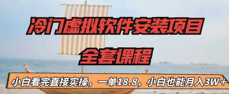 冷门虚拟软件安装项目，一单18.8，小白也能月入3W＋-纵横项目网