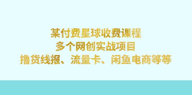 某付费星球课程：多个网创实战项目，撸货线报、流量卡、闲鱼电商等等-纵横项目网