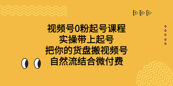 视频号0粉起号课程 实操带上起号 把你的货盘搬视频号 自然流结合微付费-纵横项目网