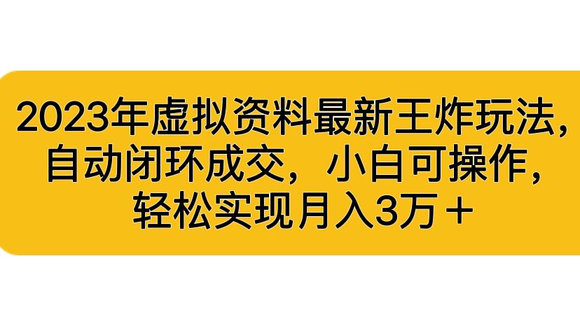 2023年虚拟资料最新王炸玩法，自动闭环成交，小白可操作，轻松实现月入3…-纵横项目网