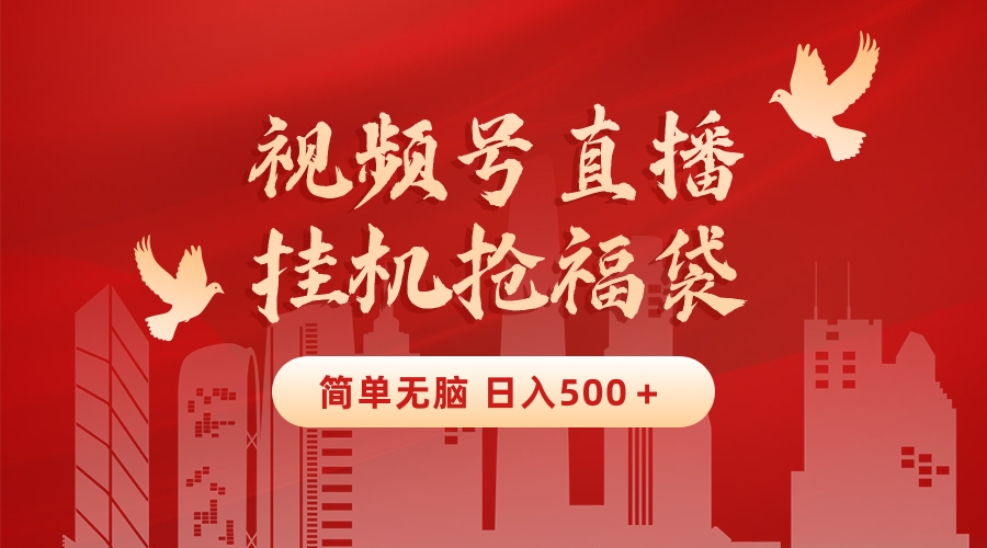 最新视频号直播挂机抢福袋项目，简单无脑，批量产出实物，轻松日入500＋-纵横项目网