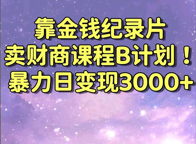 靠金钱纪录片卖财商课程B计划！暴力日变现3000+，喂饭式干货教程！-纵横项目网