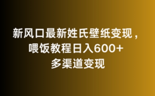 新风口最新姓氏壁纸变现,喂饭教程日入600+-纵横项目网
