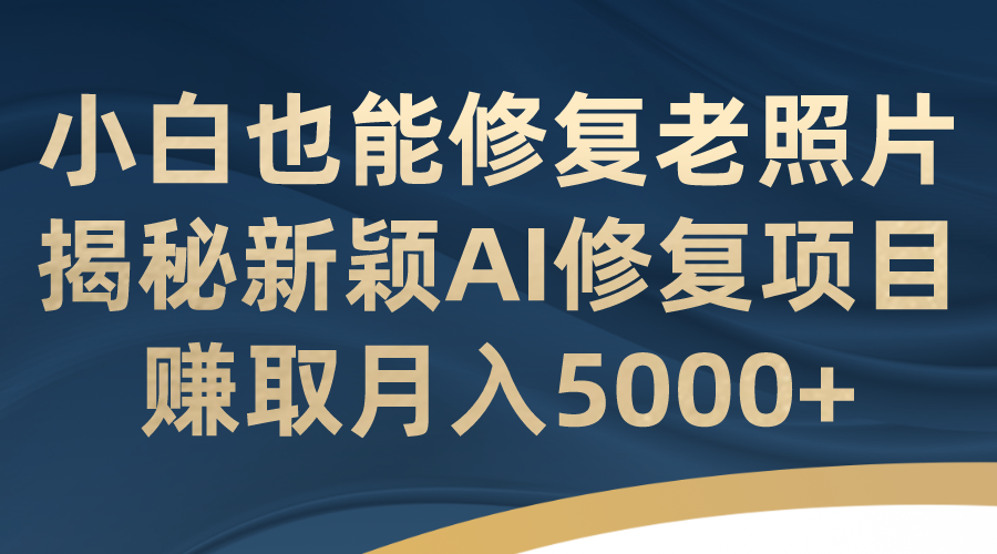 小白也能修复老照片！揭秘新颖AI修复项目，赚取月入5000+-纵横项目网