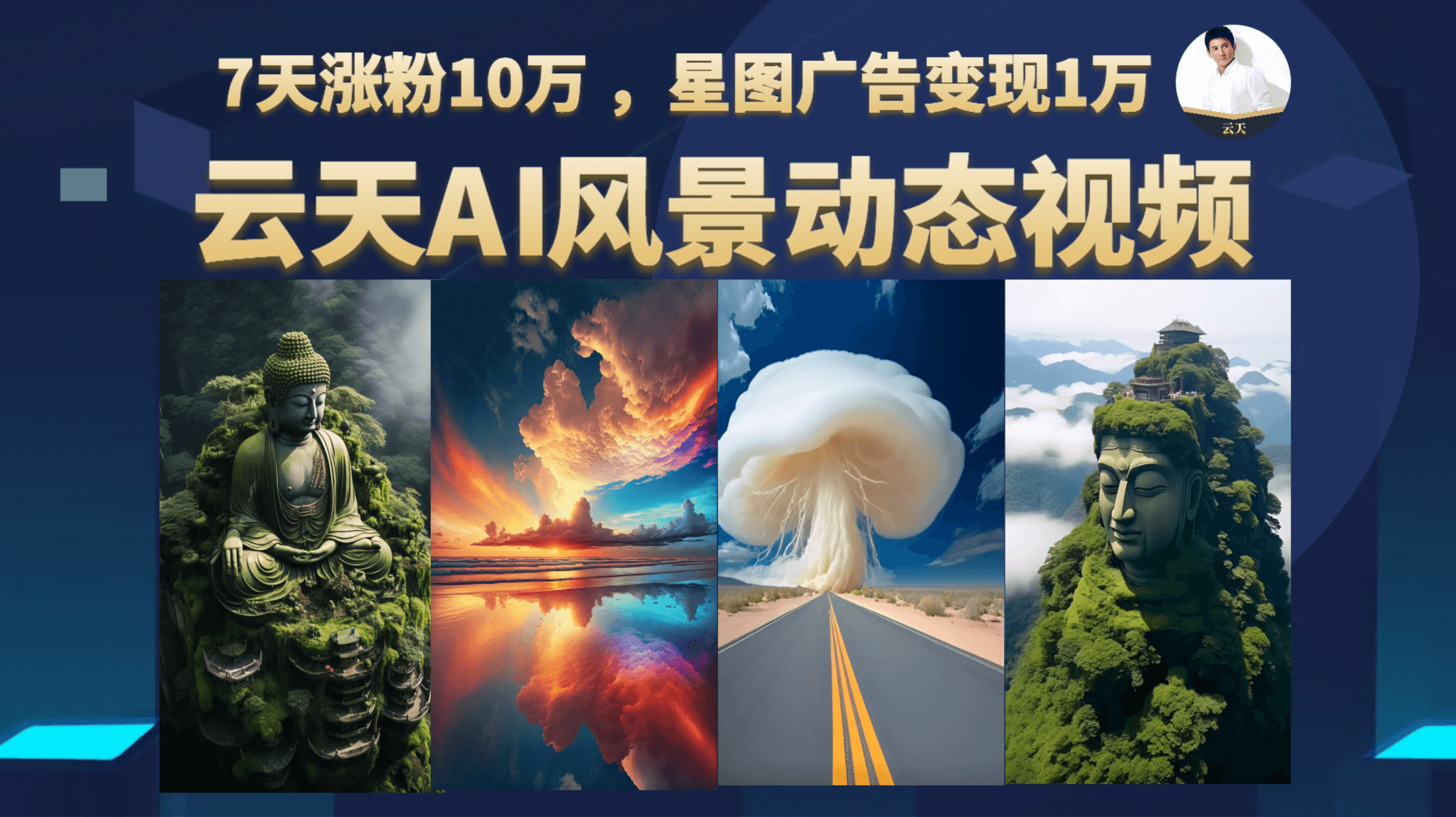 云天AI风景动图视频制作，7天涨粉10万 ，星图广告变现1万-纵横项目网