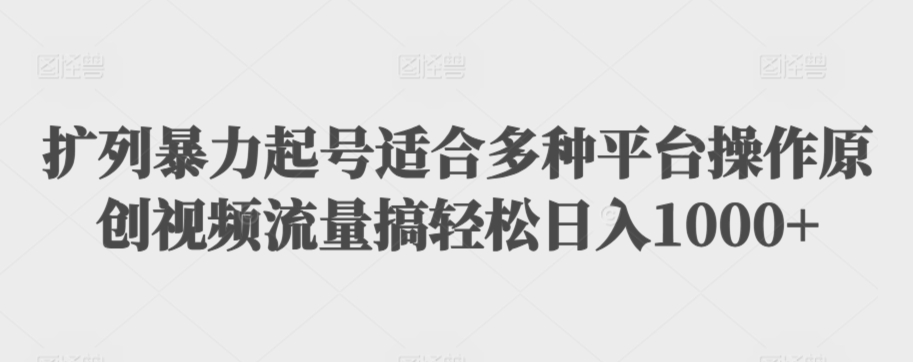 扩列暴力起号适合多种平台操作原创视频流量搞轻松日入1000+-纵横项目网
