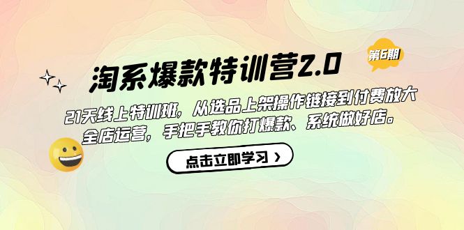 淘系爆款特训营2.0【第六期】从选品上架到付费放大 全店运营 打爆款 做好店-纵横项目网