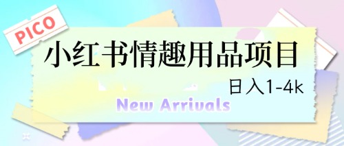 最新小红书情趣用品项目，日入1-4k-纵横项目网