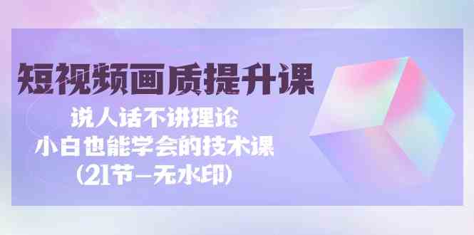 （9659期）短视频-画质提升课，说人话不讲理论，小白也能学会的技术课(21节-无水印)-纵横项目网