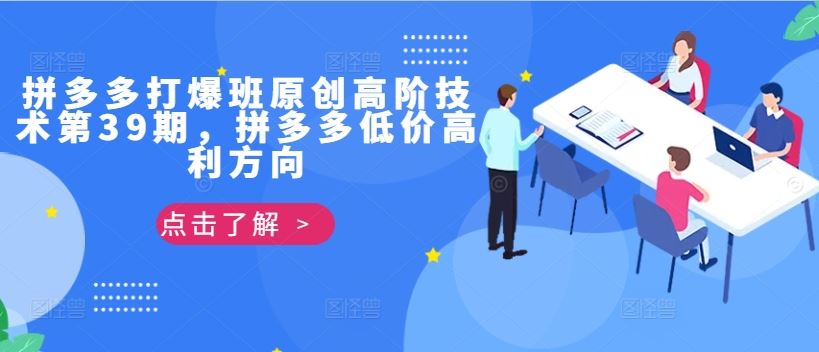 拼多多打爆班原创高阶技术第39期，拼多多低价高利方向-纵横项目网