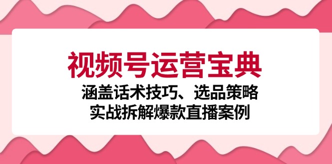 （12808期）视频号运营宝典：涵盖话术技巧、选品策略、实战拆解爆款直播案例-纵横项目网