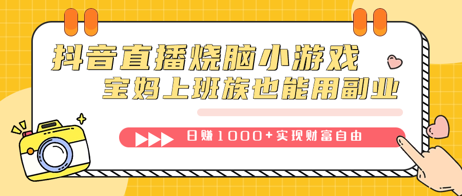 抖音直播烧脑小游戏，不需要找话题聊天，宝妈上班族也能用副业日赚1000+-纵横项目网