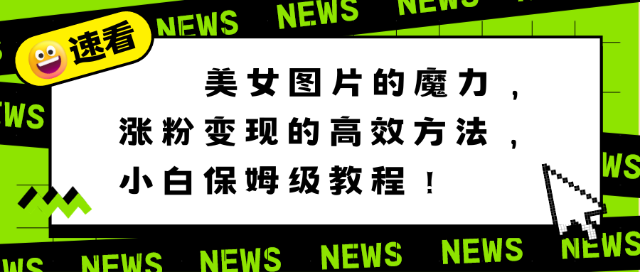 美女图片的魔力，涨粉变现的高效方法，小白保姆级教程！-纵横项目网