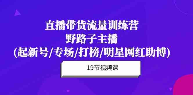 （10016期）直播带货流量特训营，野路子主播(起新号/专场/打榜/明星网红助博)19节课-纵横项目网