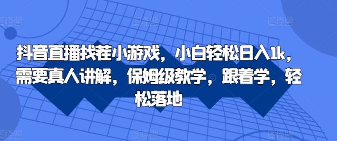 抖音直播找茬小游戏，小白轻松日入1k，需要真人讲解，保姆级教学，跟着学，轻松落地【揭秘】-纵横项目网