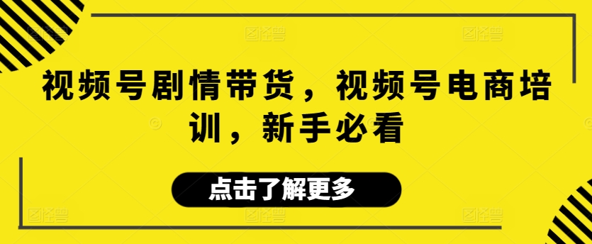 视频号剧情带货，视频号电商培训，新手必看-纵横项目网