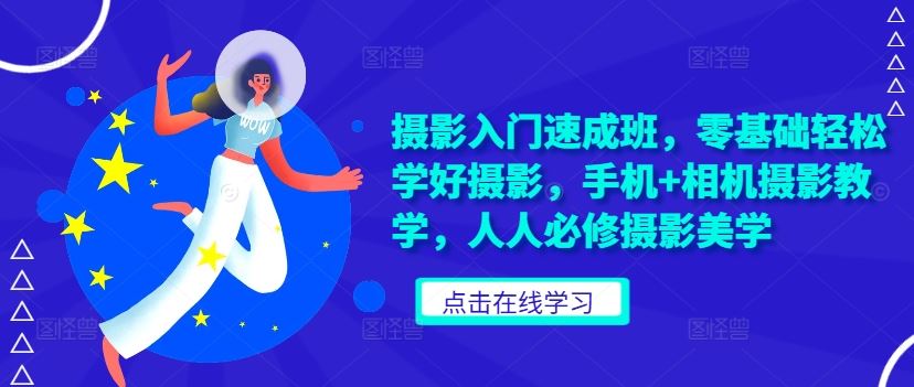 摄影入门速成班，零基础轻松学好摄影，手机+相机摄影教学，人人必修摄影美学-纵横项目网