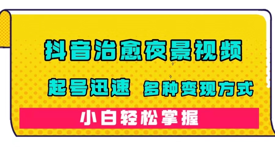 抖音治愈系夜景视频，起号迅速，多种变现方式，小白轻松掌握（附120G素材）-纵横项目网