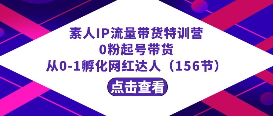 繁星·计划素人IP流量带货特训营：0粉起号带货 从0-1孵化网红达人（156节）-纵横项目网