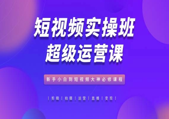 短视频实操班超级运营课，新手小白到短视频大神必修课程-纵横项目网