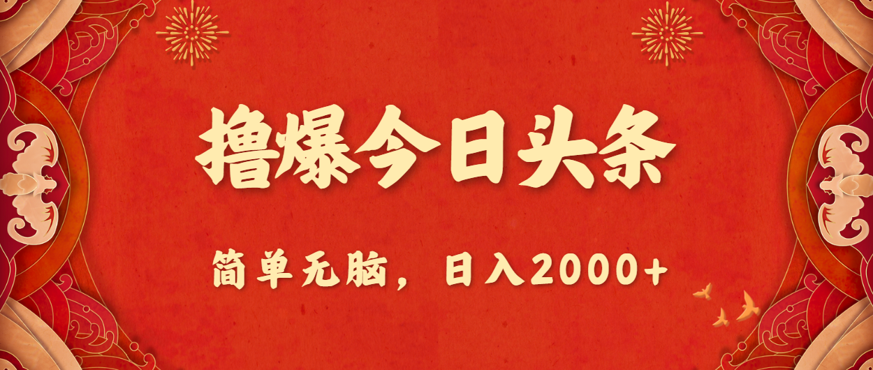 撸爆今日头条，简单无脑，日入2000+-纵横项目网
