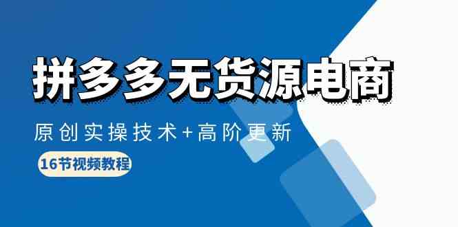 （10015期）拼多多无货源电商，原创实操技术+高阶更新（16节视频教程）-纵横项目网