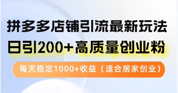 （12893期）拼多多店铺引流最新玩法，日引200+高质量创业粉，每天稳定1000+收益（…-纵横项目网