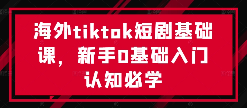 海外tiktok短剧基础课，新手0基础入门认知必学-纵横项目网