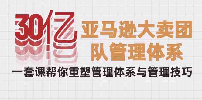（10178期）30亿-亚马逊大卖团队管理体系，一套课帮你重塑管理体系与管理技巧-纵横项目网