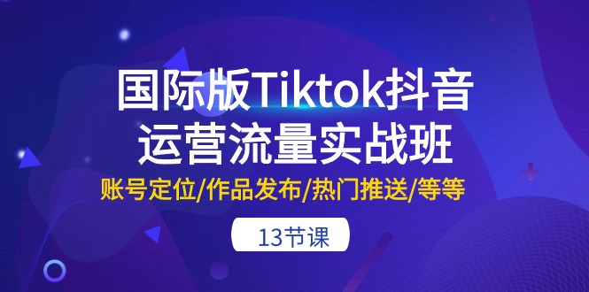 （10712期）国际版Tiktok抖音运营流量实战班：账号定位/作品发布/热门推送/等等-13节-纵横项目网