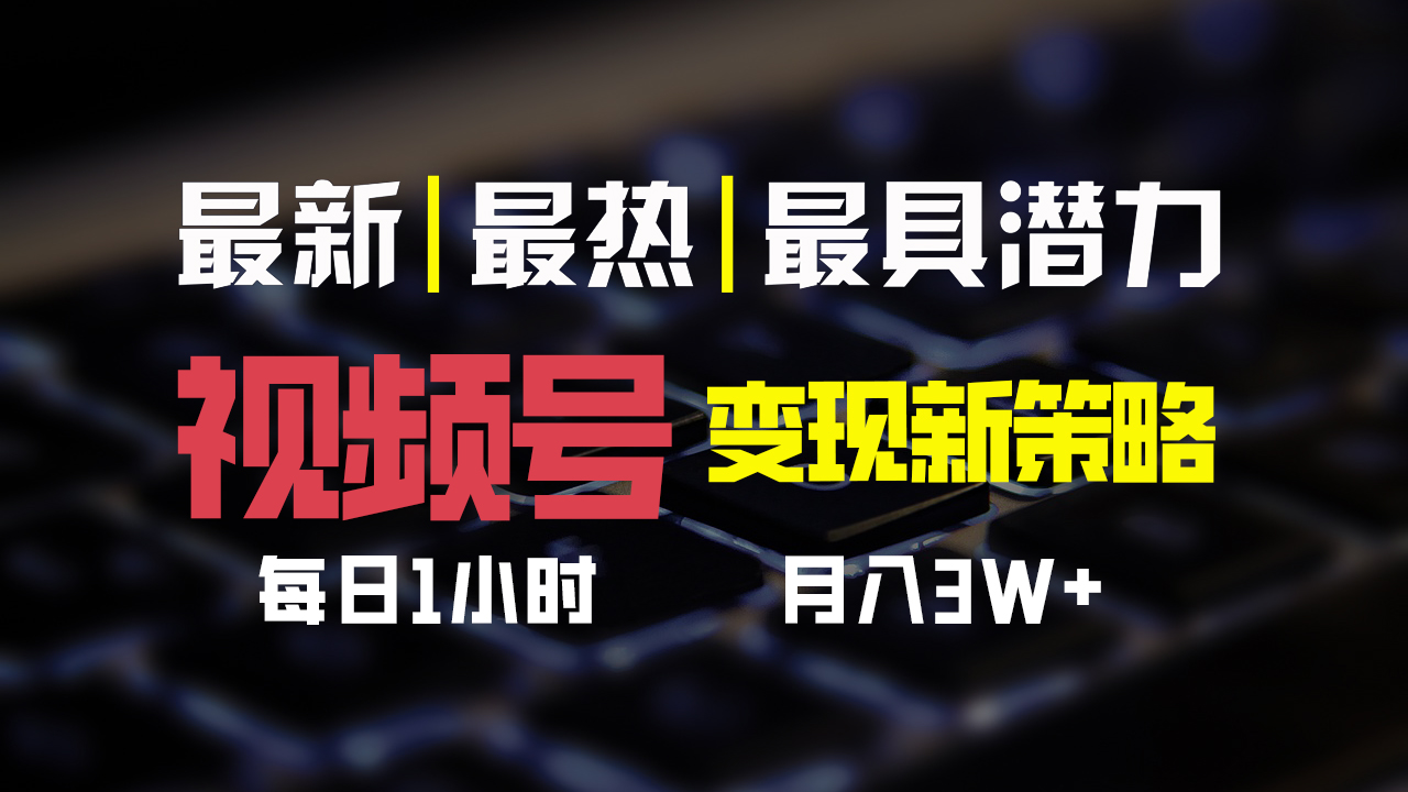 视频号变现新策略，每日一小时月入30000+-纵横项目网