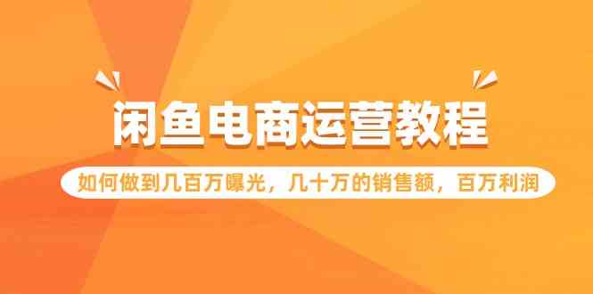 （9560期）闲鱼电商运营教程：如何做到几百万曝光，几十万的销售额，百万利润-纵横项目网