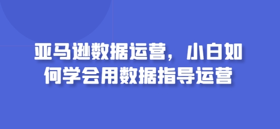 亚马逊数据运营,小白如何学会用数据指导运营-纵横项目网