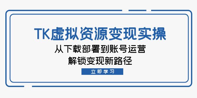 TK虚拟资料变现实操：从下载部署到账号运营，解锁变现新路径-纵横项目网
