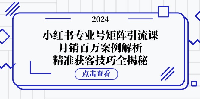 （12943期）小红书专业号矩阵引流课，月销百万案例解析，精准获客技巧全揭秘-纵横项目网